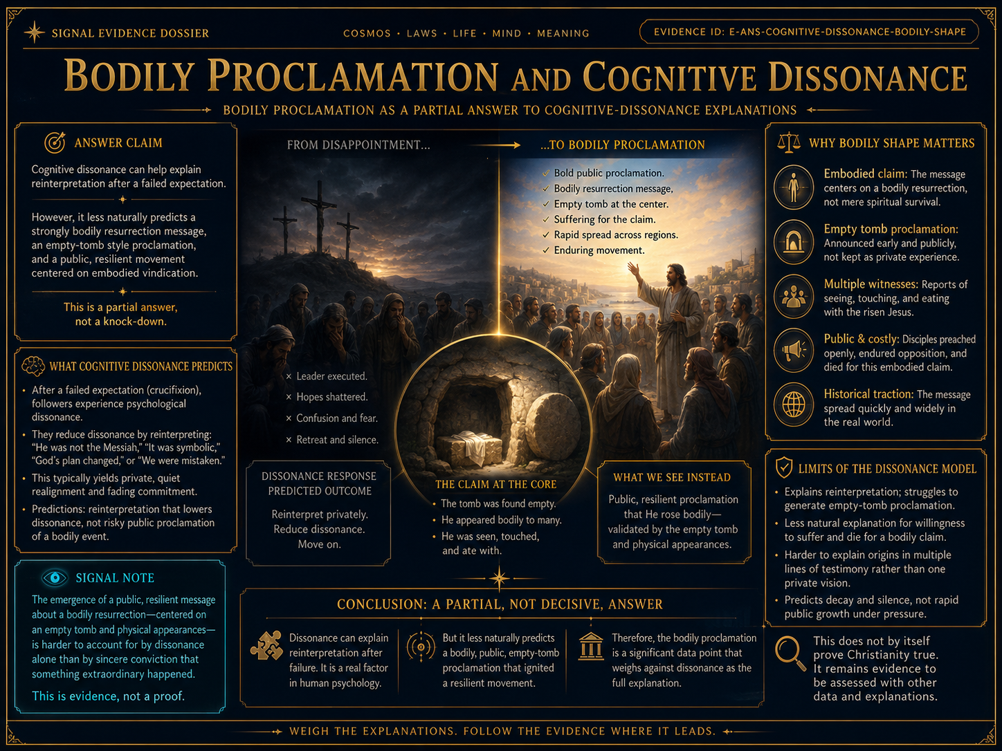 AI-generated comparative visualization for Bodily proclamation as a partial answer to cognitive-dissonance explanations. Illustrative only, not experimental data.