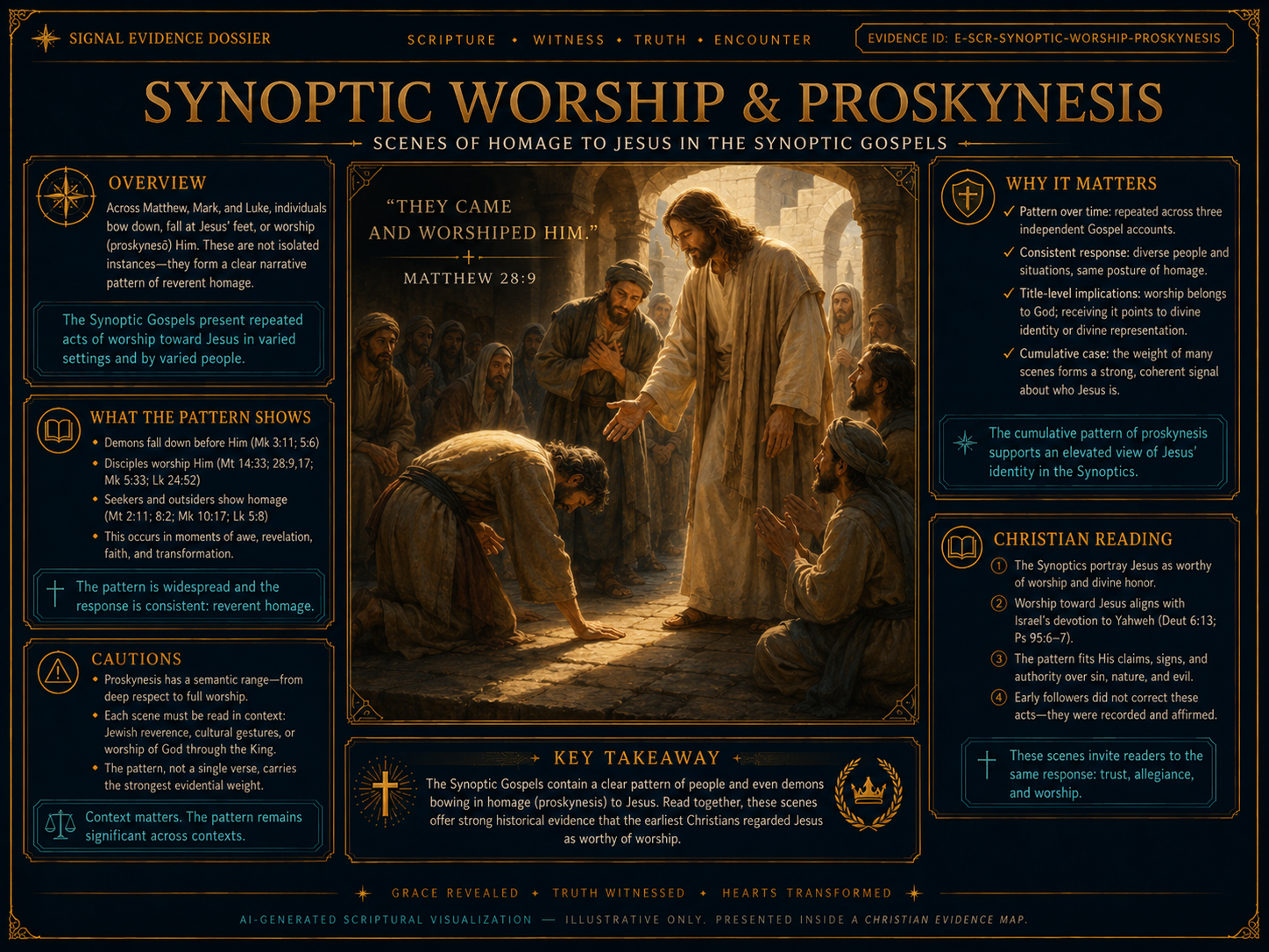 AI-generated conceptual visualization for Synoptic worship and proskynesis scenes. Illustrative only, not experimental data.